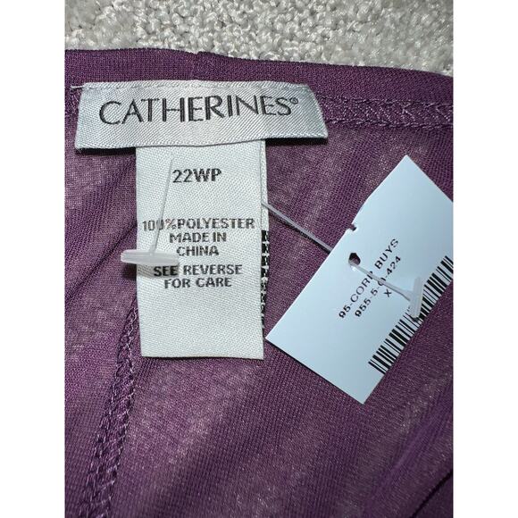 Catherines 22W Petite Sheer Mesh Cardigan Topper Jacket Purple Open 22WP NEW - Picture 5 of 5